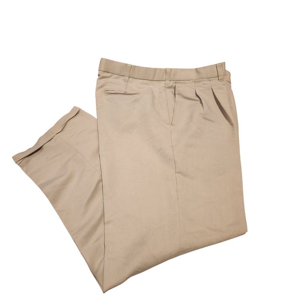 PING Men's Pleated Golf Dress Pants 38x34 Tan Cuffed Chino